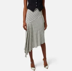 Elisabetta Franchi Gonna Midi In Georgette Stampa Logo Asimmetrica^ Gonne