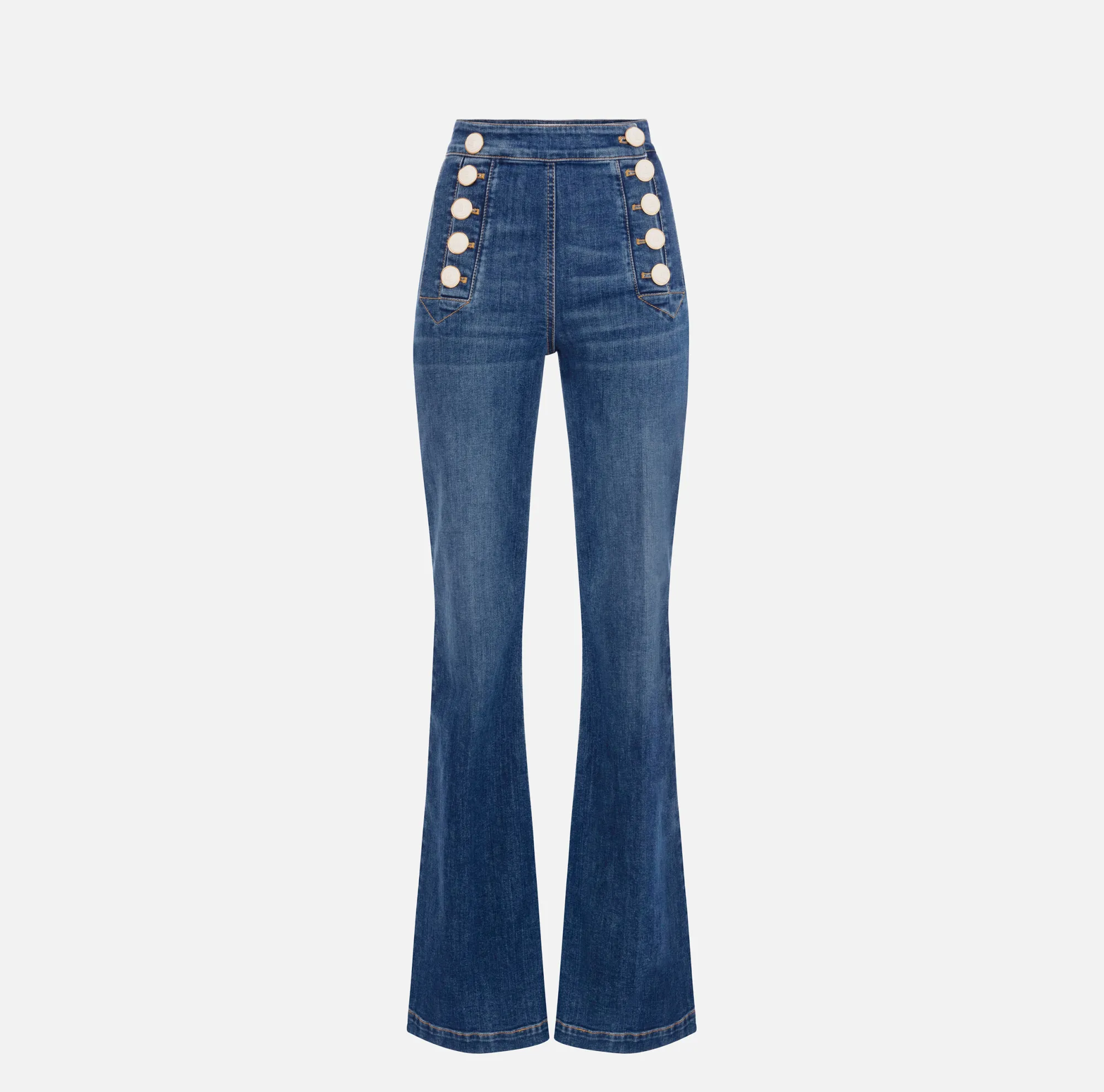 Elisabetta Franchi Jeans A Palazzo Con Bottoniera^ Jeans