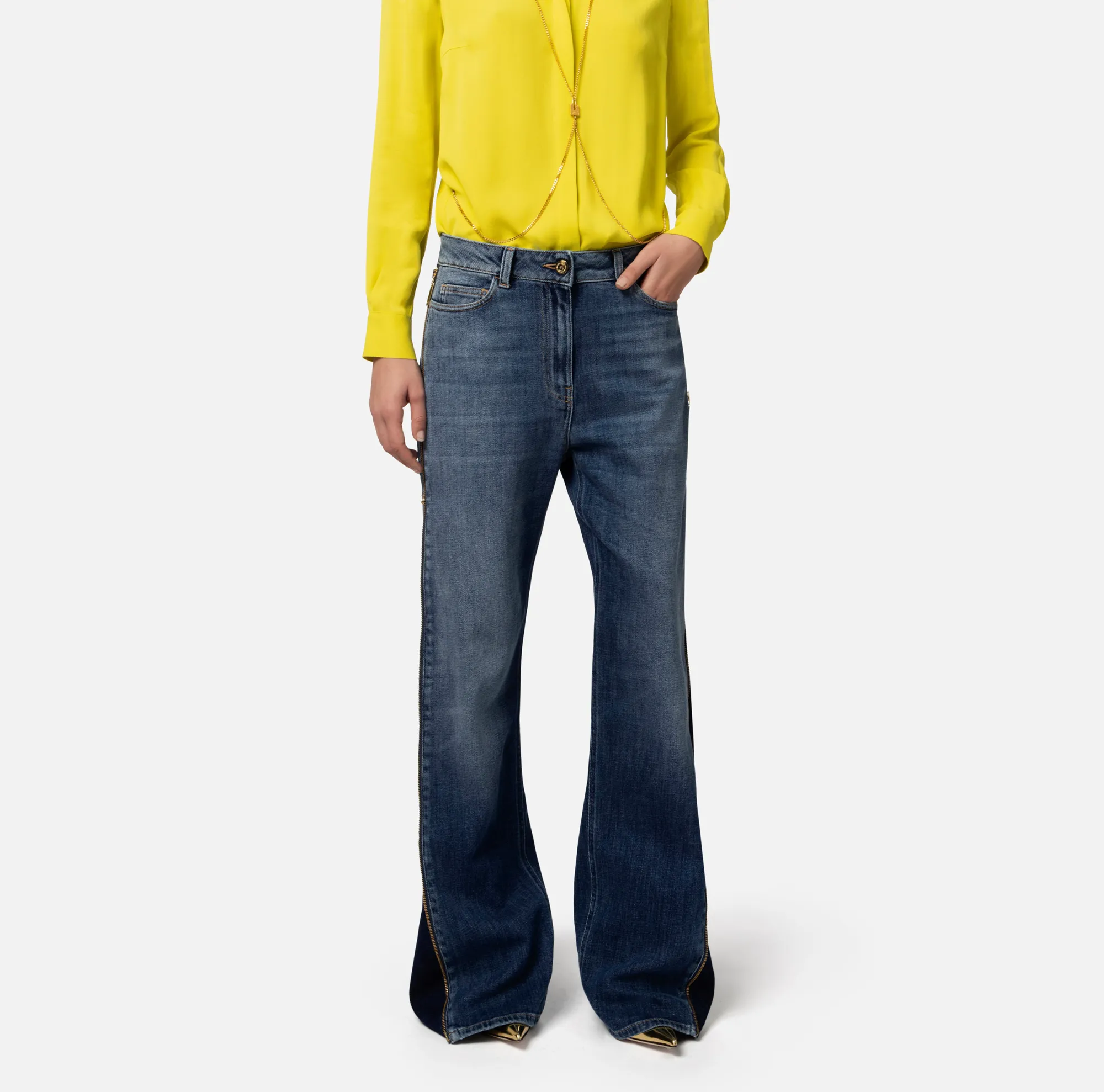 Elisabetta Franchi Jeans A Palazzo Con Maxi Zip^ Jeans