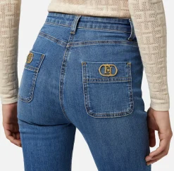 Elisabetta Franchi Jeans A Zampetta Con Placche Logo^ Jeans