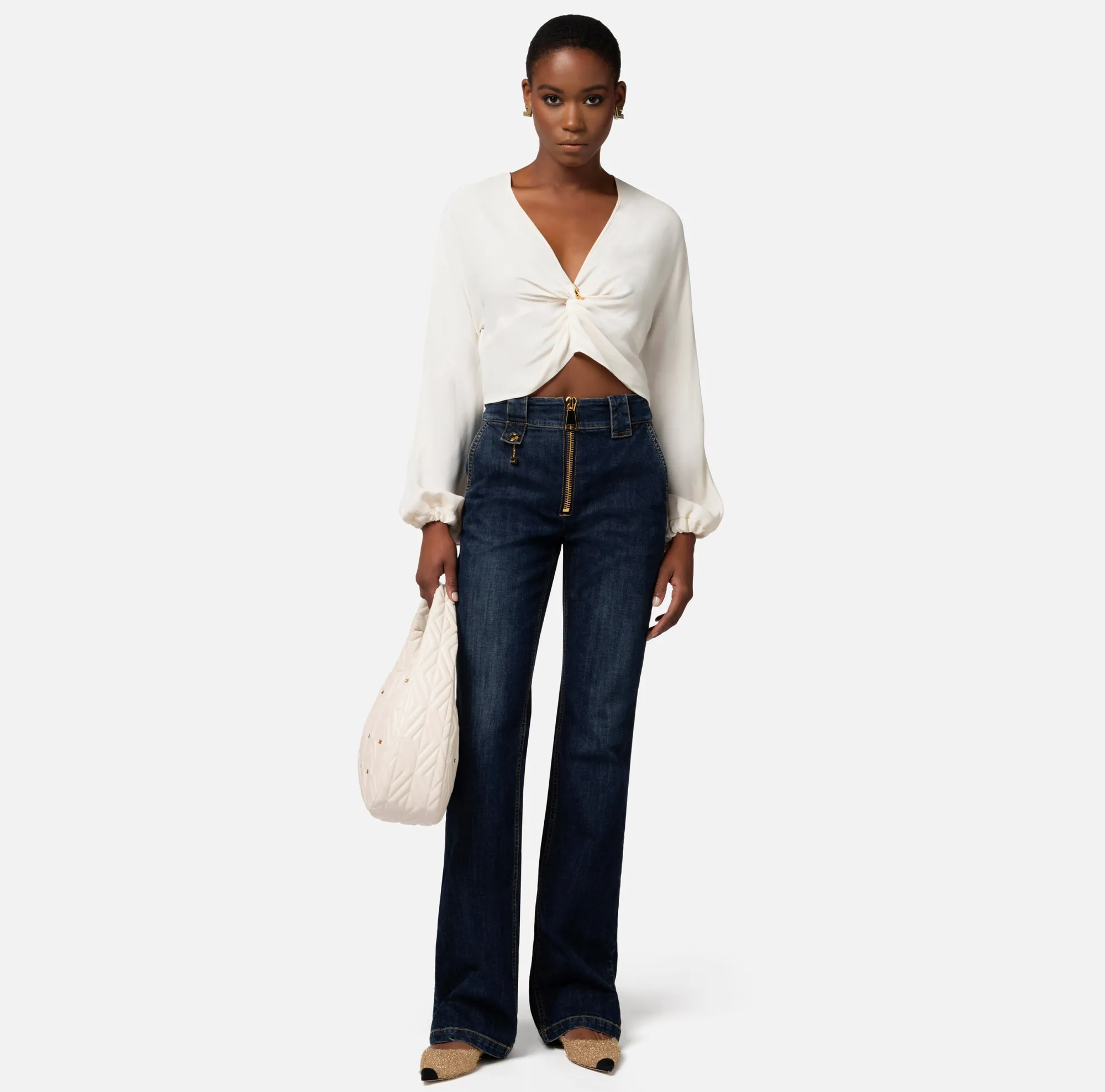 Elisabetta Franchi Jeans A Zampetta Con Zip^ Jeans
