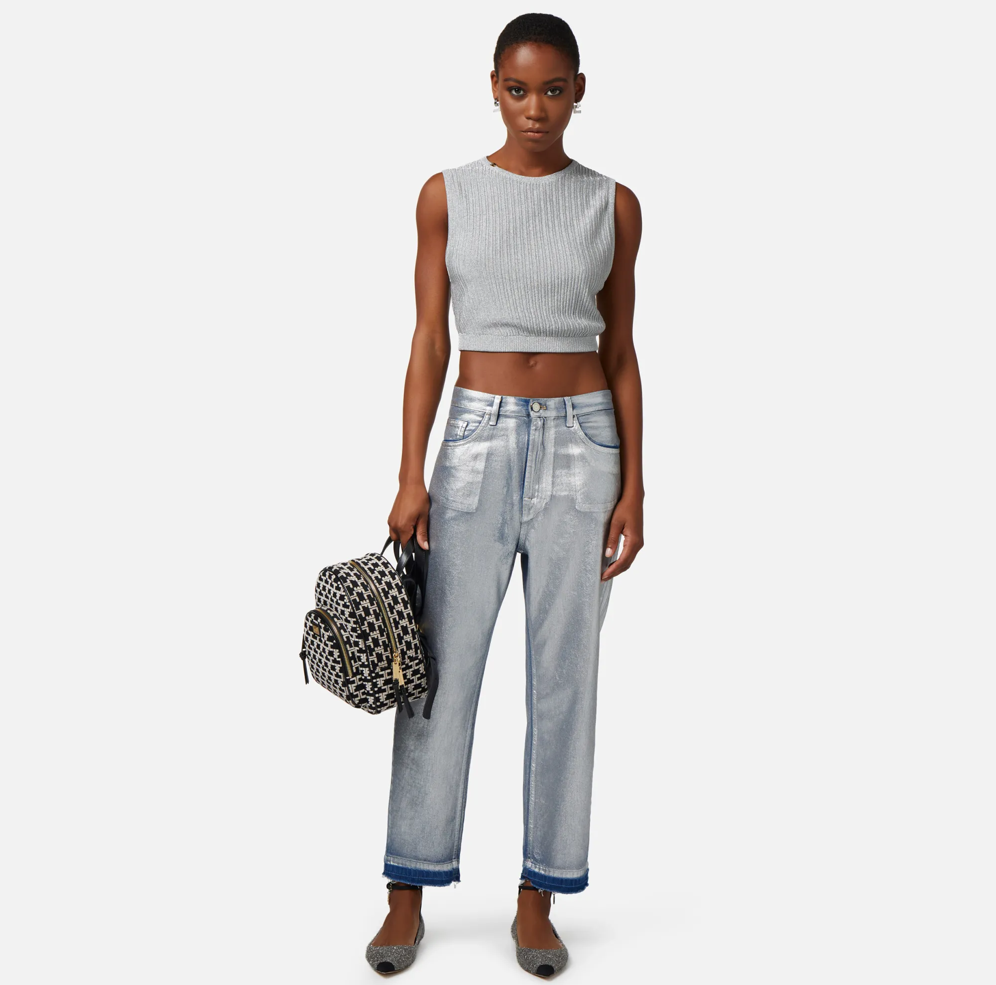 Elisabetta Franchi Jeans Boyfriend Laminato^ Jeans