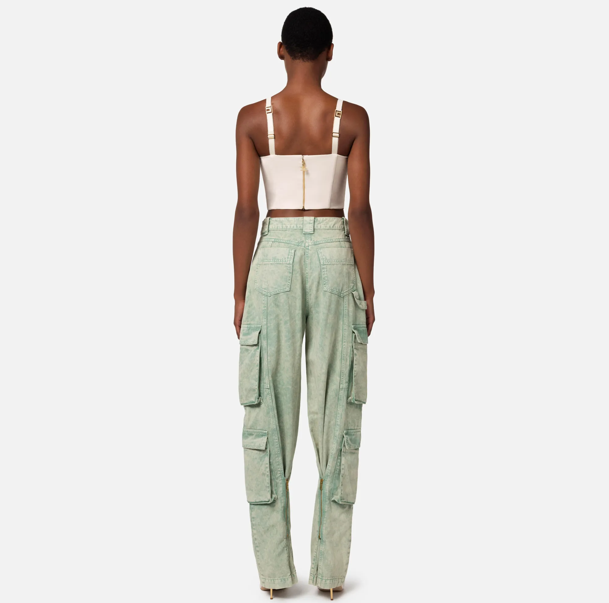 Elisabetta Franchi Jeans Cargo Colorato Con Zip Posteriore^ Jeans