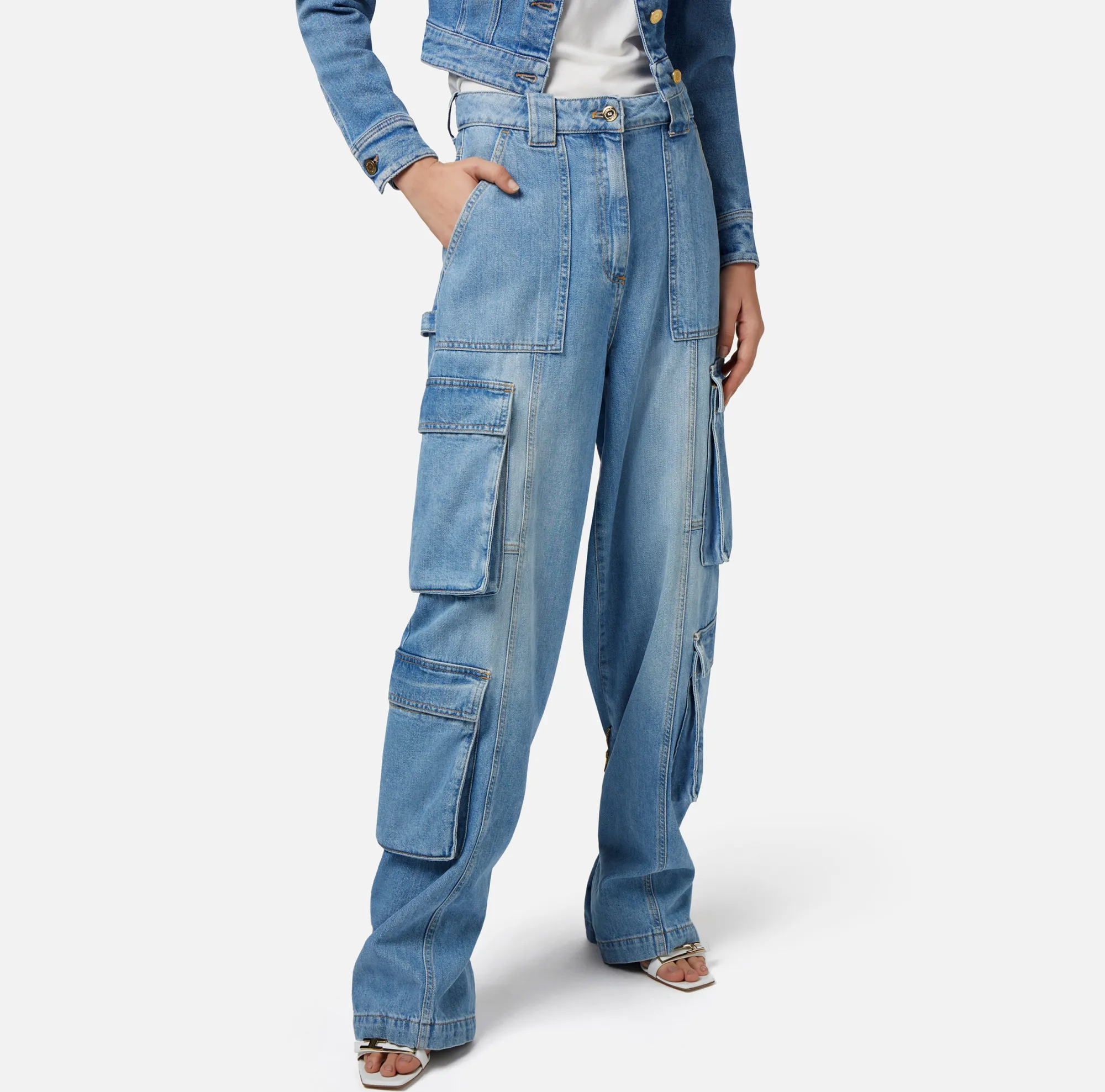 Elisabetta Franchi Jeans Cargo Con Zip Posteriore^ Jeans