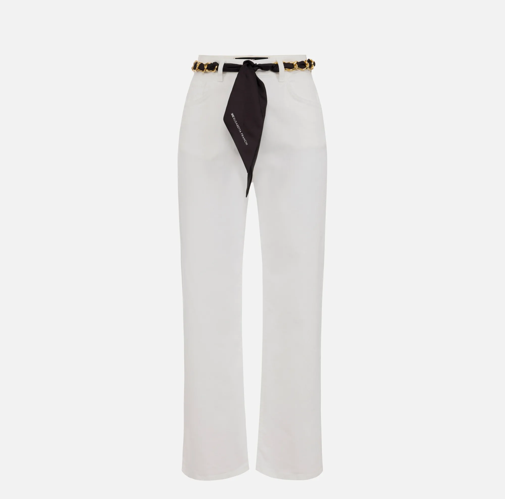Elisabetta Franchi Jeans Cropped A Palazzo Con Cintura Catena^ Jeans