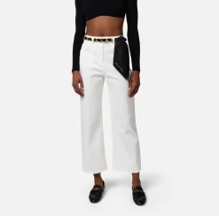 Elisabetta Franchi Jeans Cropped A Palazzo Con Cintura Catena^ Jeans