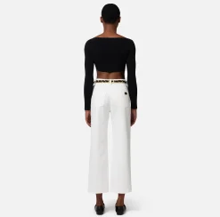 Elisabetta Franchi Jeans Cropped A Palazzo Con Cintura Catena^ Jeans