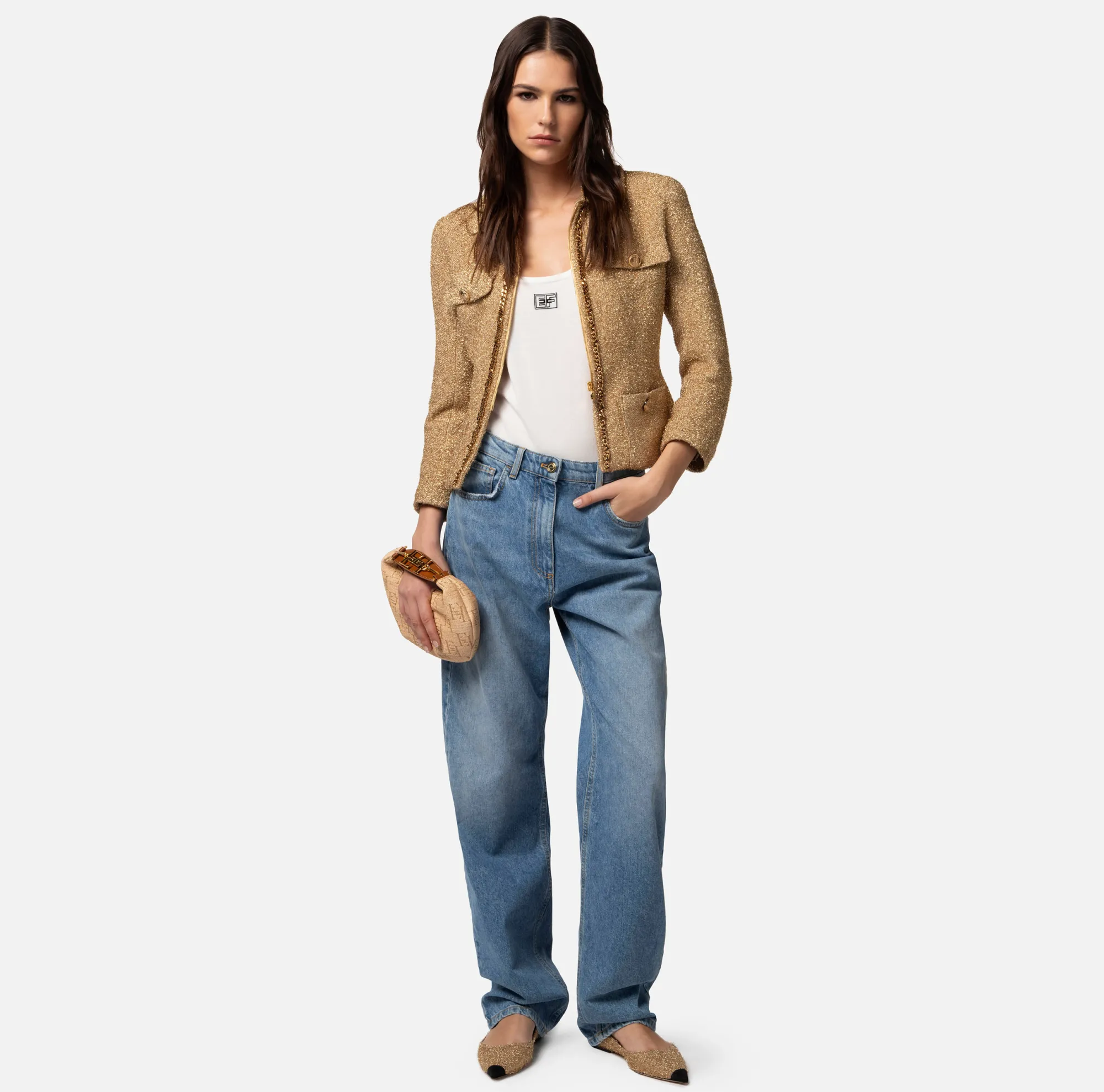 Elisabetta Franchi Jeans Gamba Dritta Con Ricamo^ Jeans
