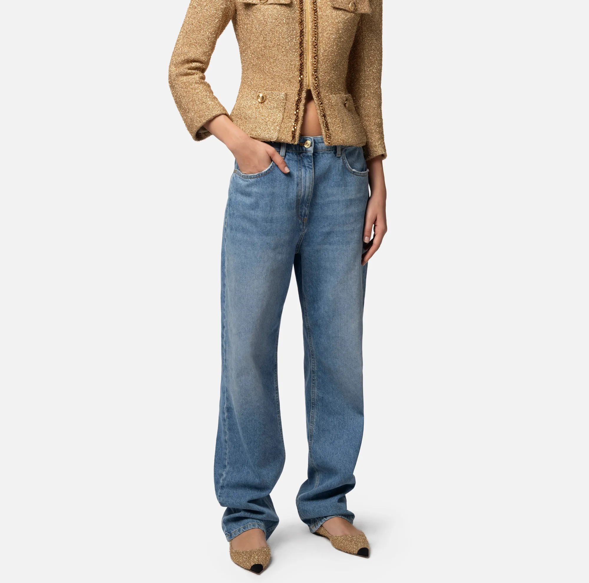 Elisabetta Franchi Jeans Gamba Dritta Con Ricamo^ Jeans