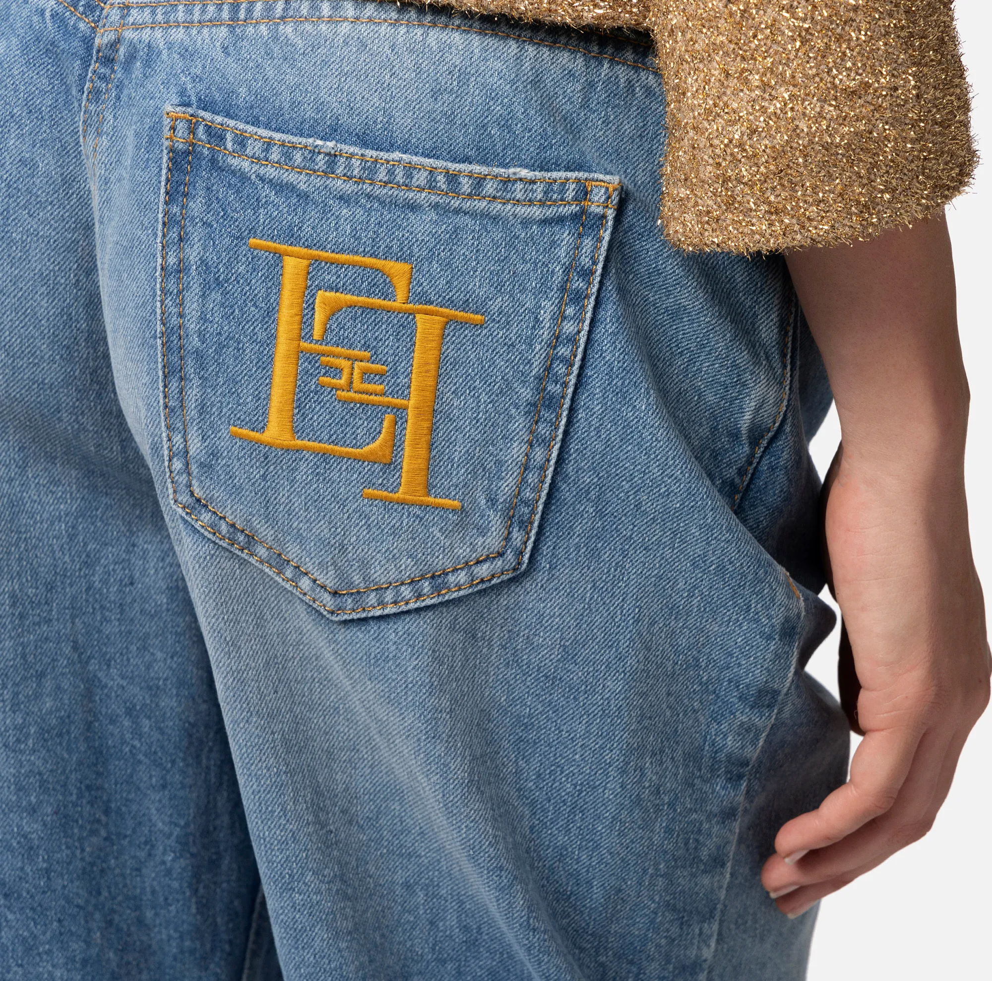 Elisabetta Franchi Jeans Gamba Dritta Con Ricamo^ Jeans