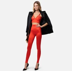 Elisabetta Franchi Leggings In Lycra Con Placca Logo^ Pantaloni E Shorts