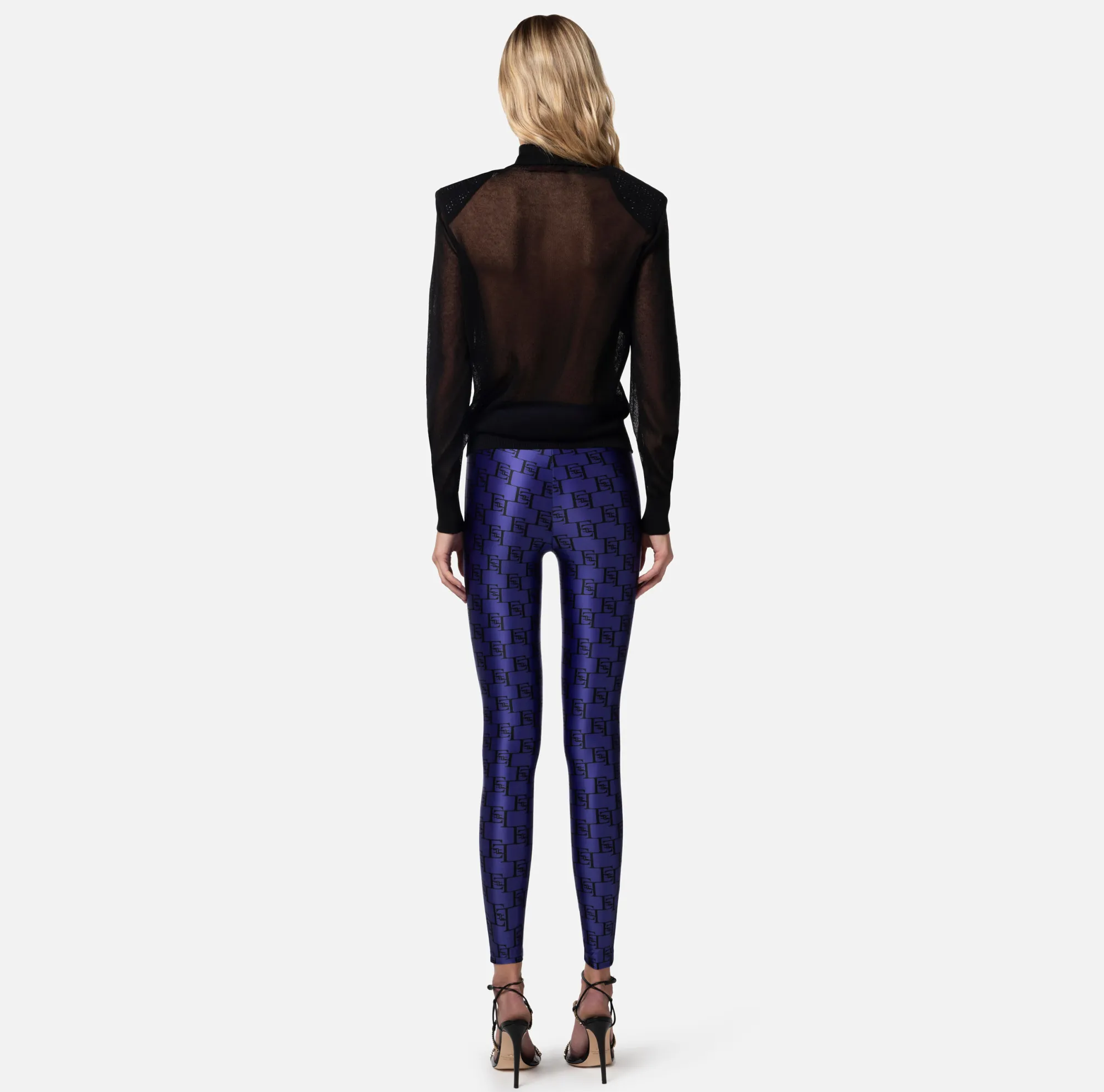 Elisabetta Franchi Leggings In Lycra Stampa Logo^ Pantaloni E Shorts