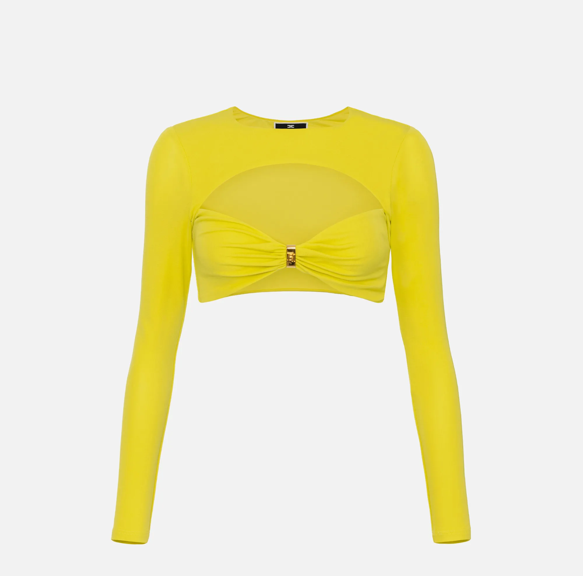 Elisabetta Franchi Maglia Cropped In Jersey Con Cut Out^ Top, T-Shirt & Body