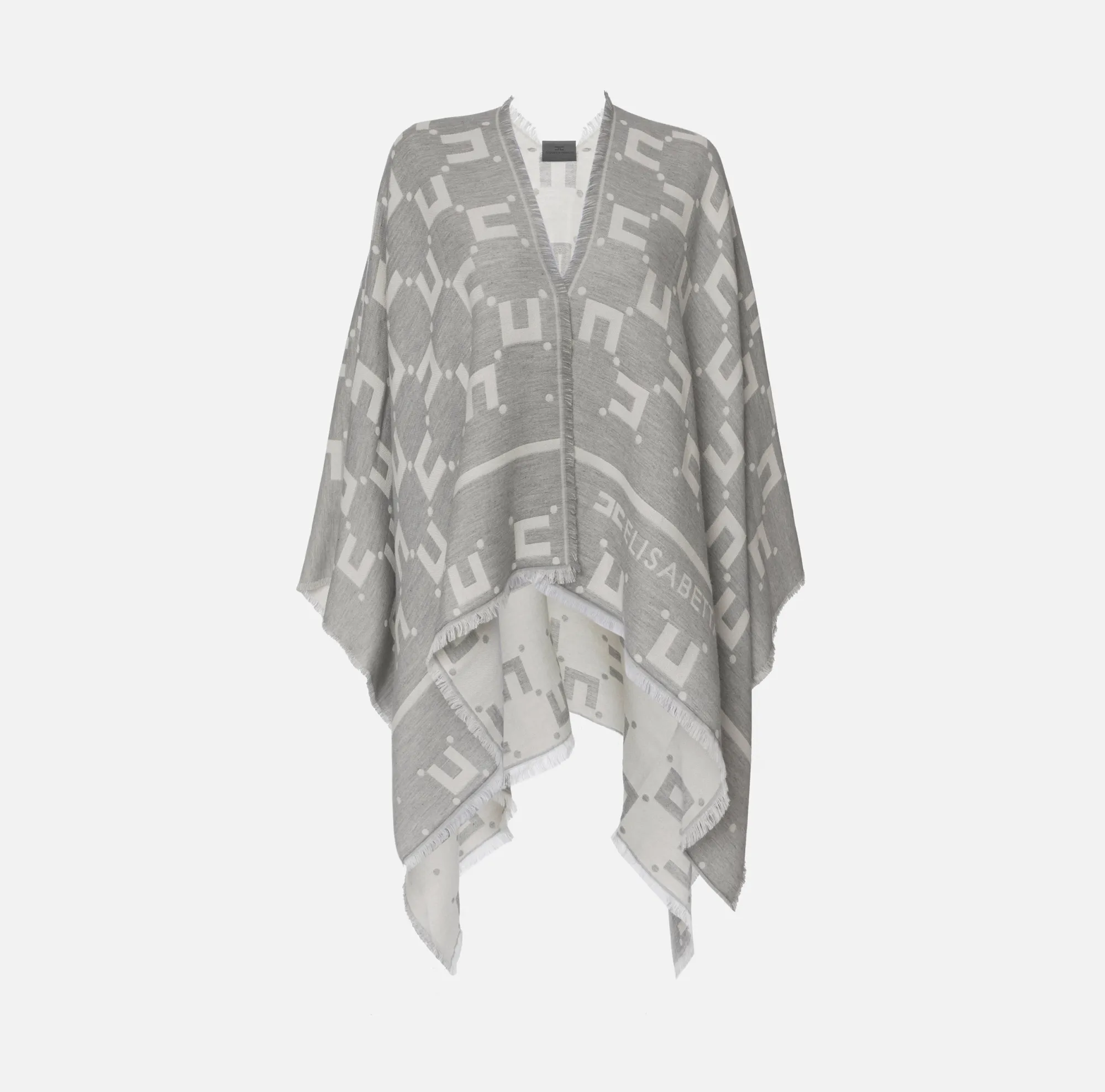 Elisabetta Franchi Mantella In Viscosa E Lana Jacquard Con Logo^ Maglieria E Felpe