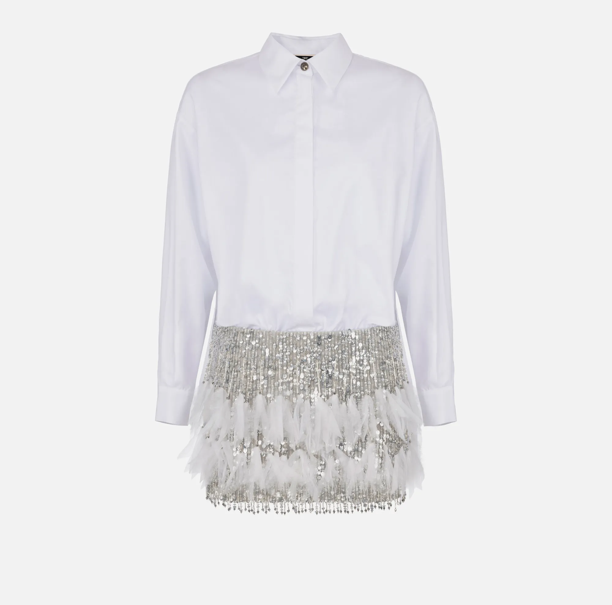 Elisabetta Franchi Miniabito Camicia Con Gonna In Crepe Ricamato^ Abiti