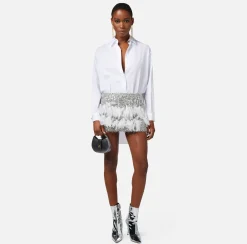 Elisabetta Franchi Miniabito Camicia Con Gonna In Crepe Ricamato^ Abiti