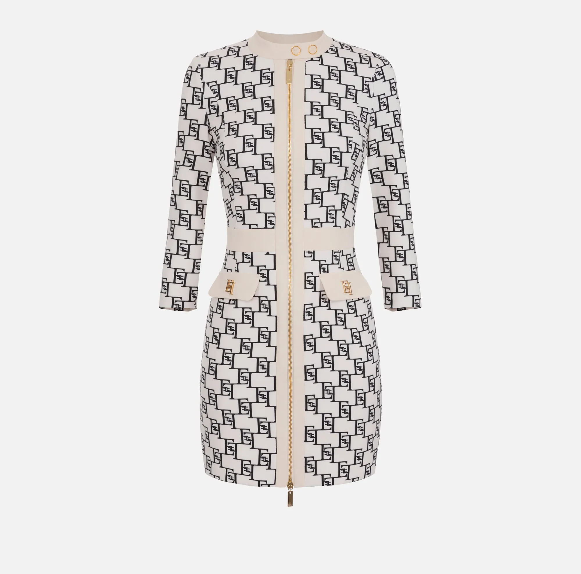 Elisabetta Franchi Miniabito In Crepe Stretch Con Stampa Logo^ Abiti