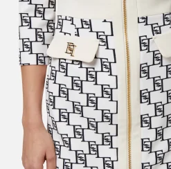 Elisabetta Franchi Miniabito In Crepe Stretch Con Stampa Logo^ Abiti