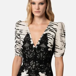 Elisabetta Franchi Miniabito In Georgette Di Viscosa Stampa Animalier^ Abiti