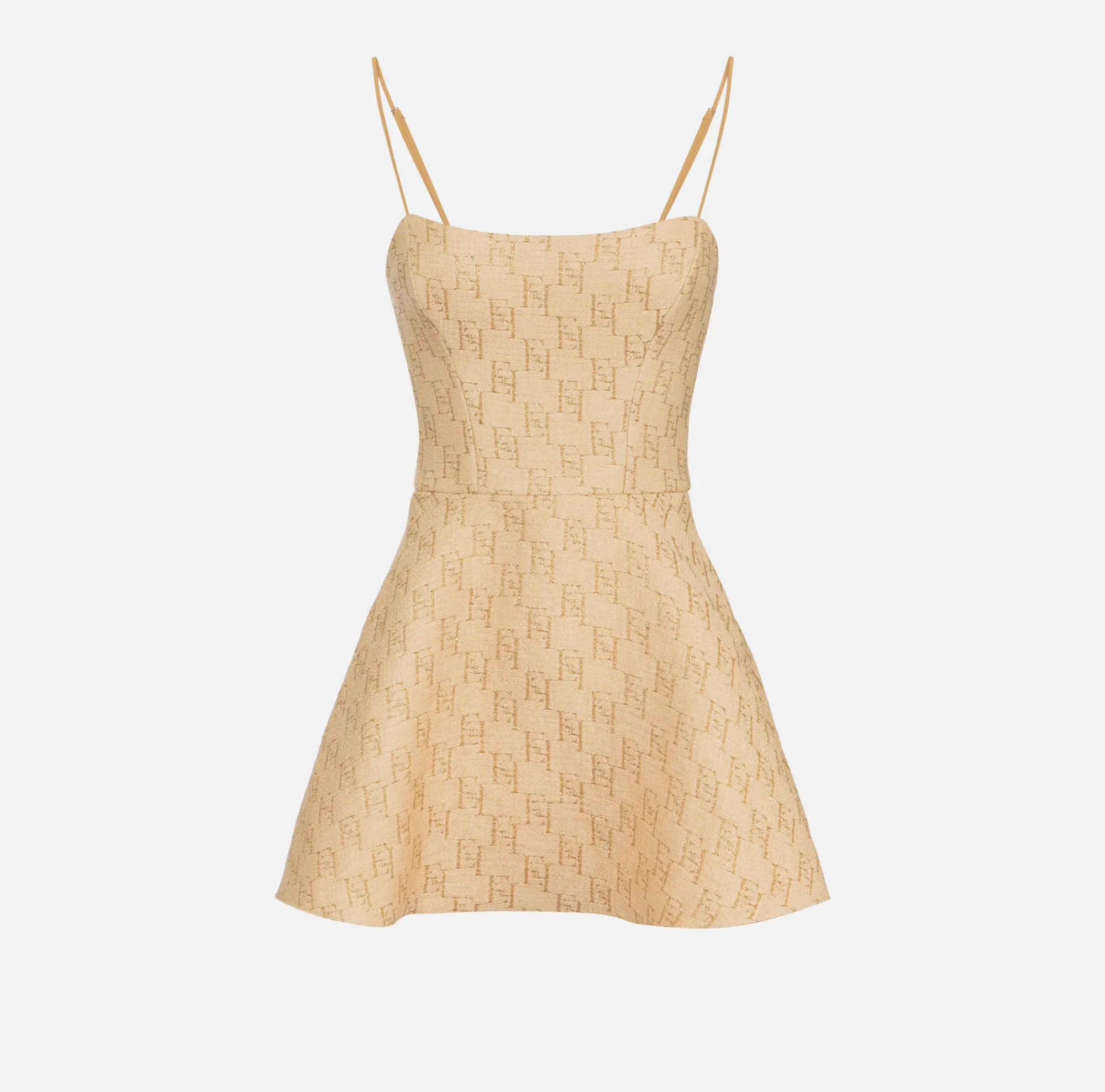 Elisabetta Franchi Miniabito In Rafia Jacquard Con Logo Lurex^ Abiti