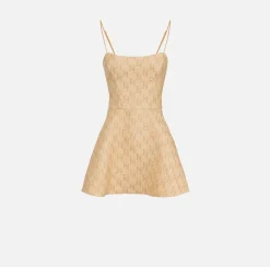 Elisabetta Franchi Miniabito In Rafia Jacquard Con Logo Lurex^ Abiti