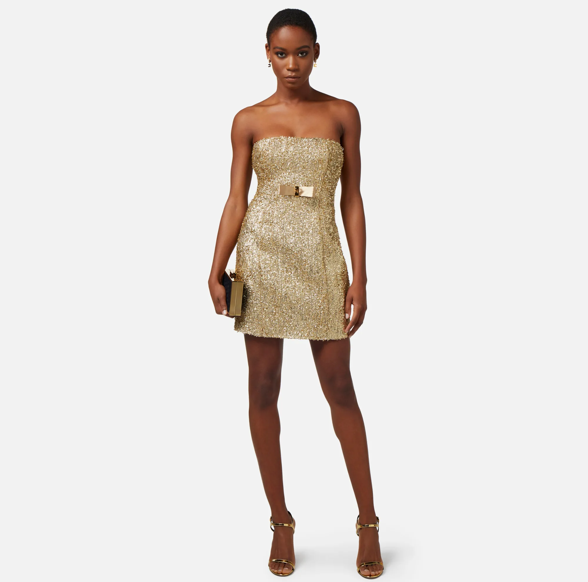 Elisabetta Franchi Miniabito In Tweed Lurex Con Fiocco^ Abiti
