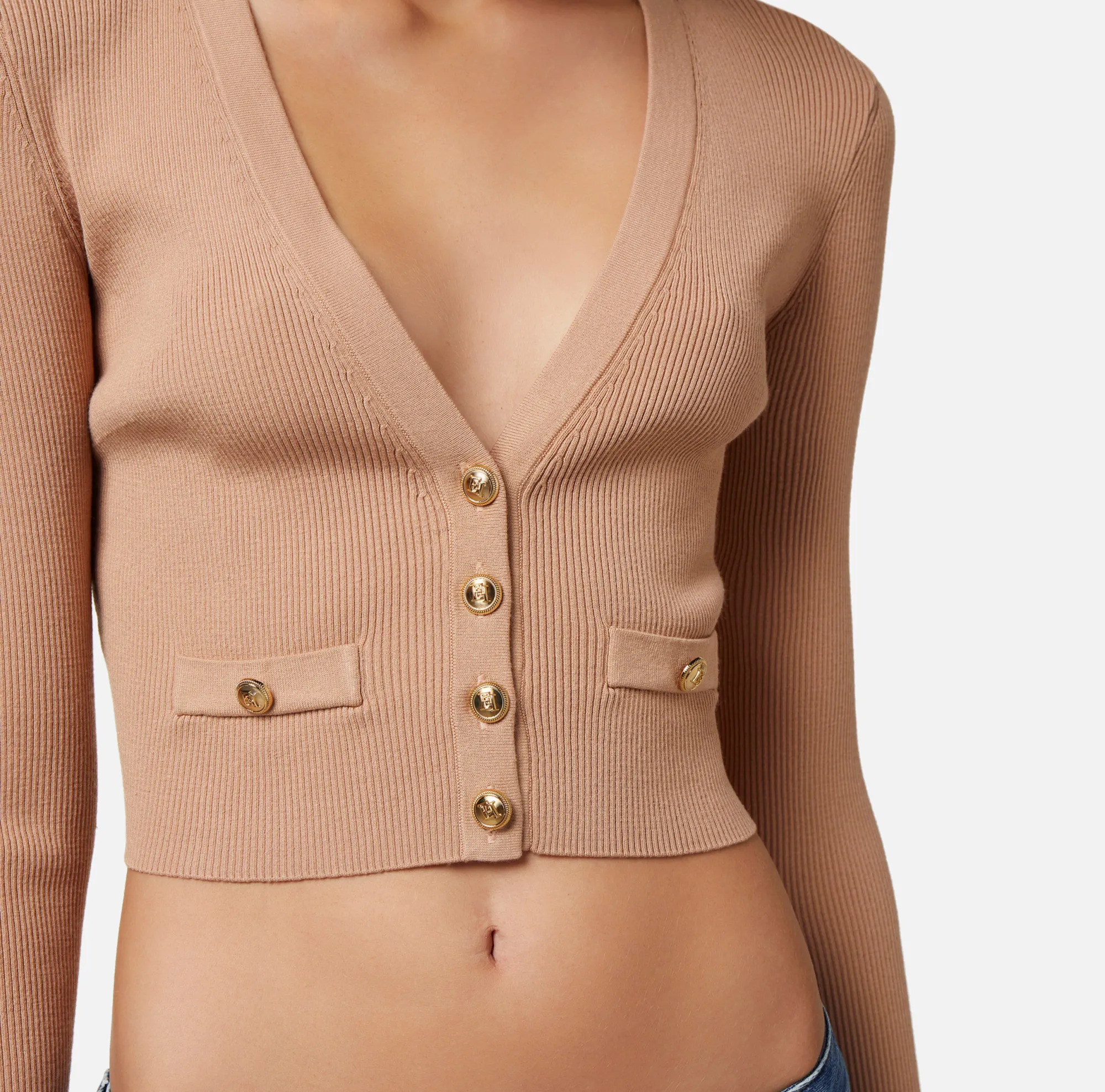 Elisabetta Franchi Mini Cardigan In Viscosa A Costine^ Maglieria E Felpe