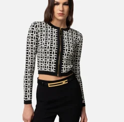 Elisabetta Franchi Mini Cardigan In Viscosa Jacquard^ Maglieria E Felpe