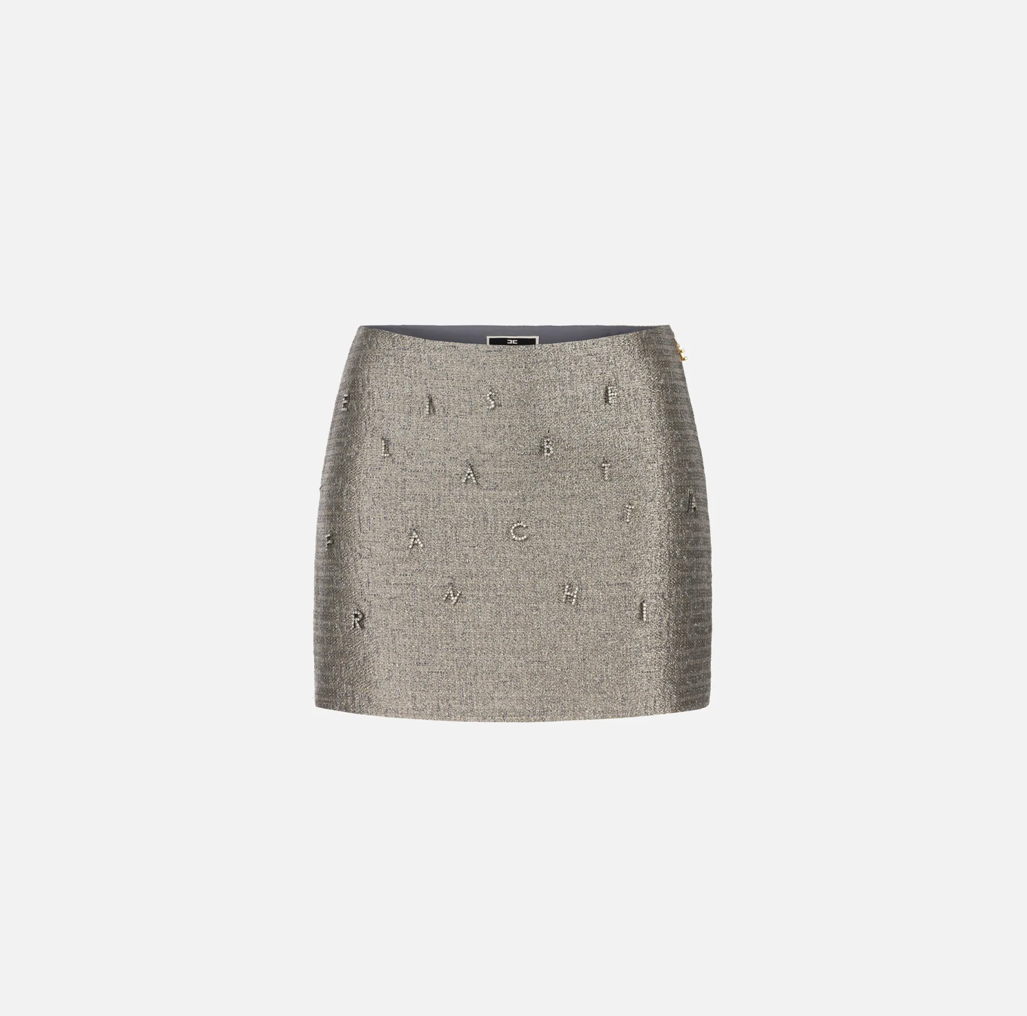 Elisabetta Franchi Minigonna In Tweed Lurex Con Lettering Di Strass^ Gonne