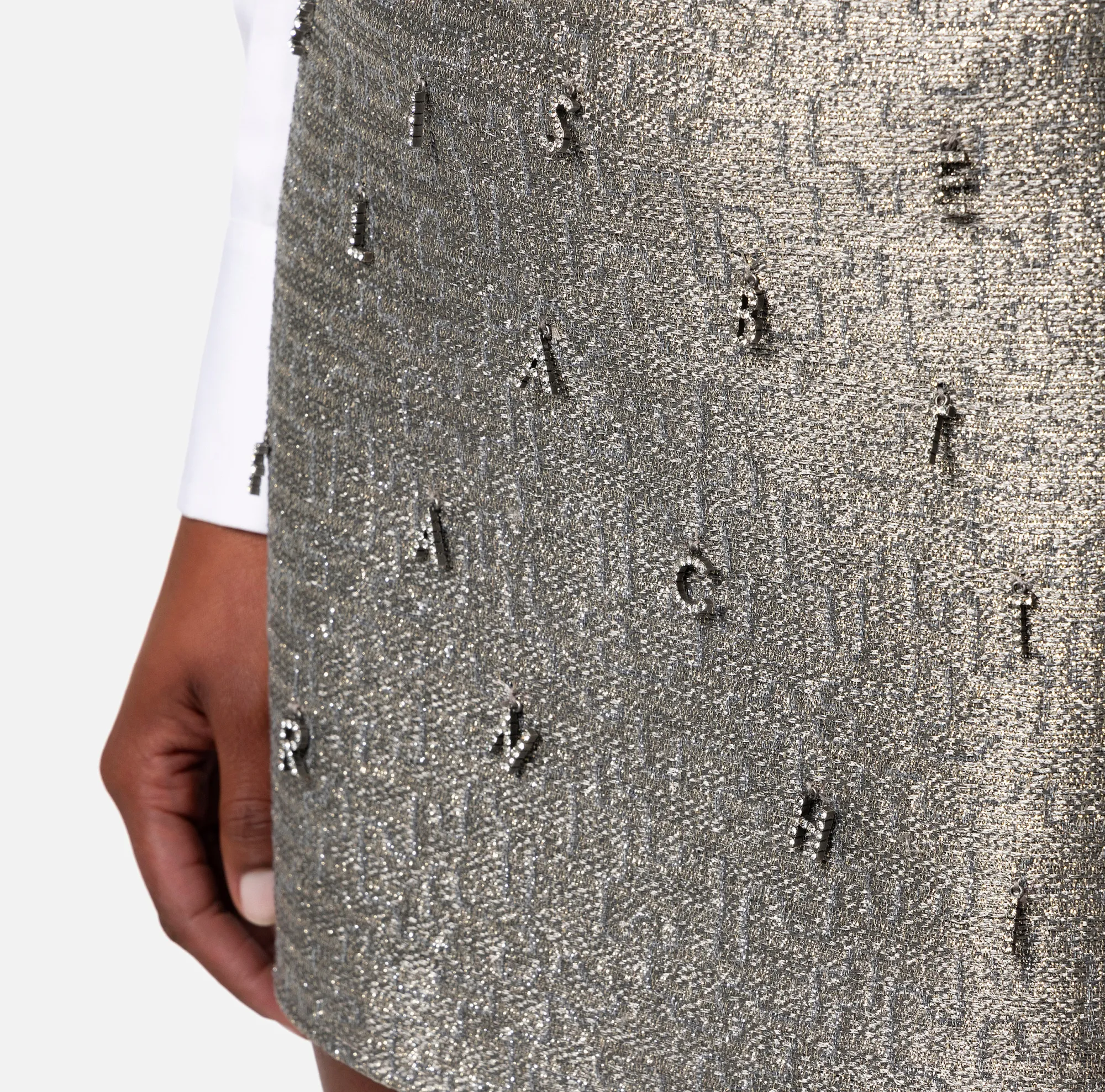 Elisabetta Franchi Minigonna In Tweed Lurex Con Lettering Di Strass^ Gonne