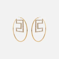 Elisabetta Franchi Orecchini A Cerchio Con Logo In Strass^ Bijoux
