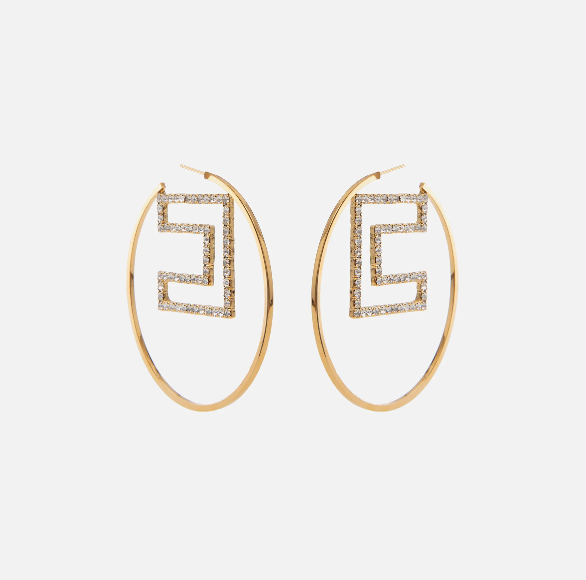 Elisabetta Franchi Orecchini A Cerchio Con Logo In Strass^ Bijoux