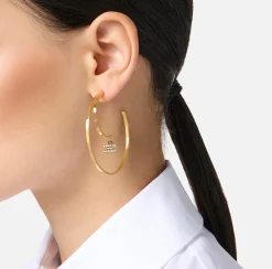 Elisabetta Franchi Orecchini Cerchio Con Logo^ Mostra Tutti