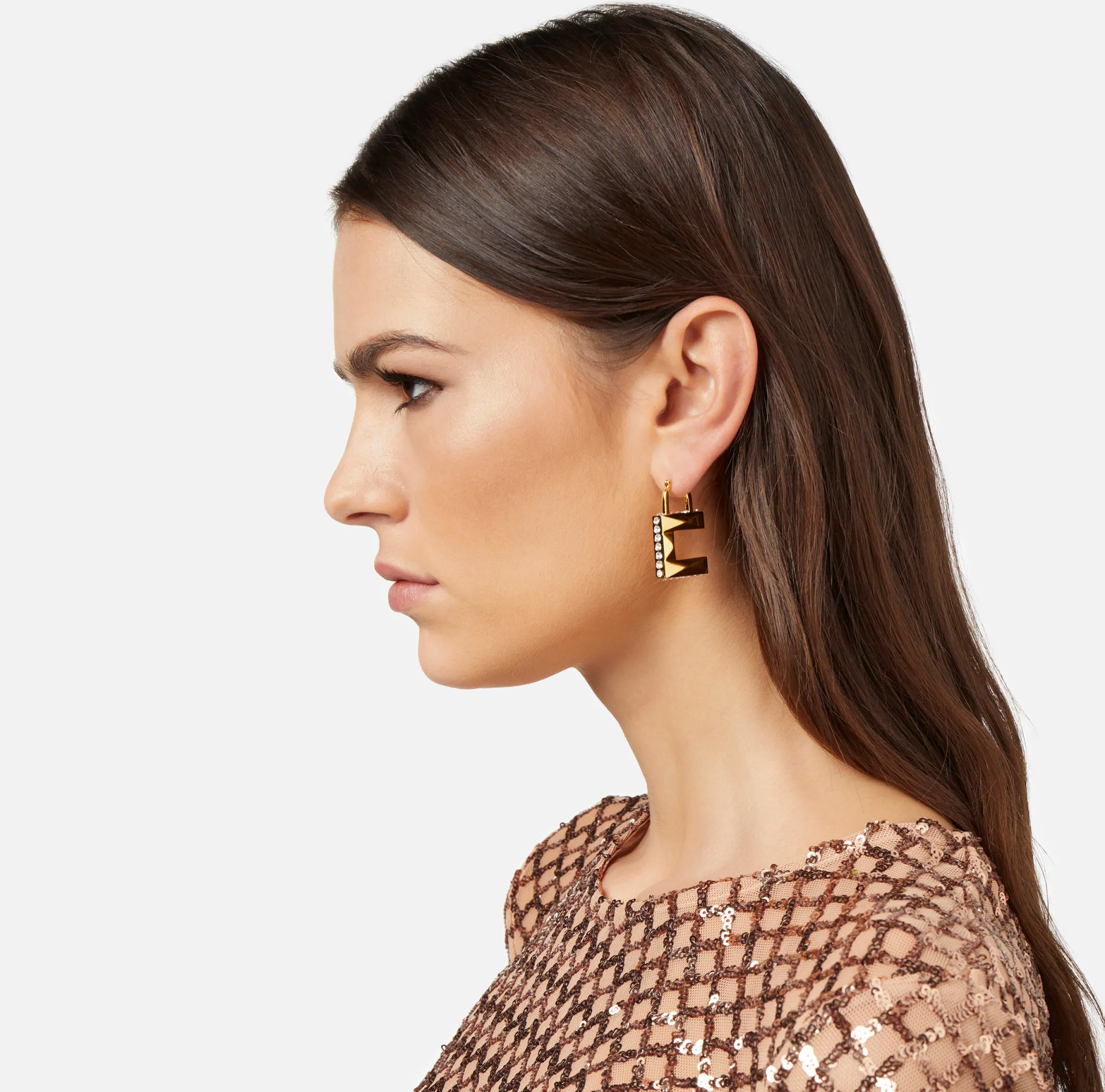 Elisabetta Franchi Orecchini Logo Sfaccettati Con Strass^ Mostra Tutti