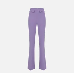 Elisabetta Franchi Pantalone A Palazzo In Crepe Stretch Con Patte^ Pantaloni E Shorts