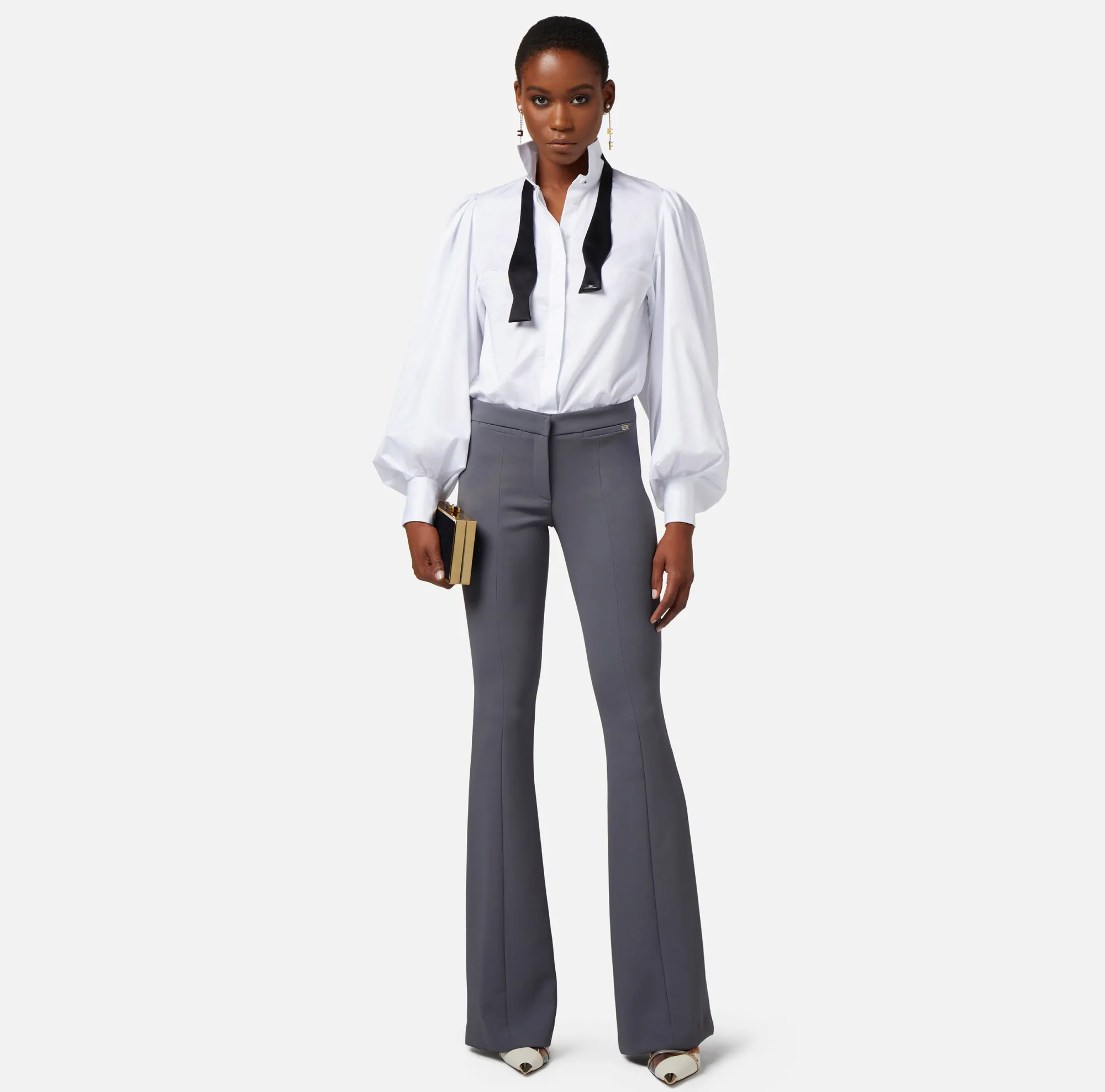 Elisabetta Franchi Pantalone A Zampa In Crepe Leggero^ Tailleur
