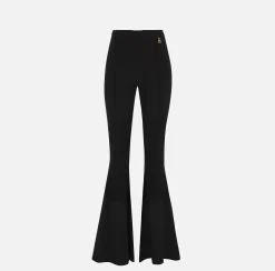 Elisabetta Franchi Pantalone A Zampa In Crepe Stretch Con Charms^ Pantaloni E Shorts