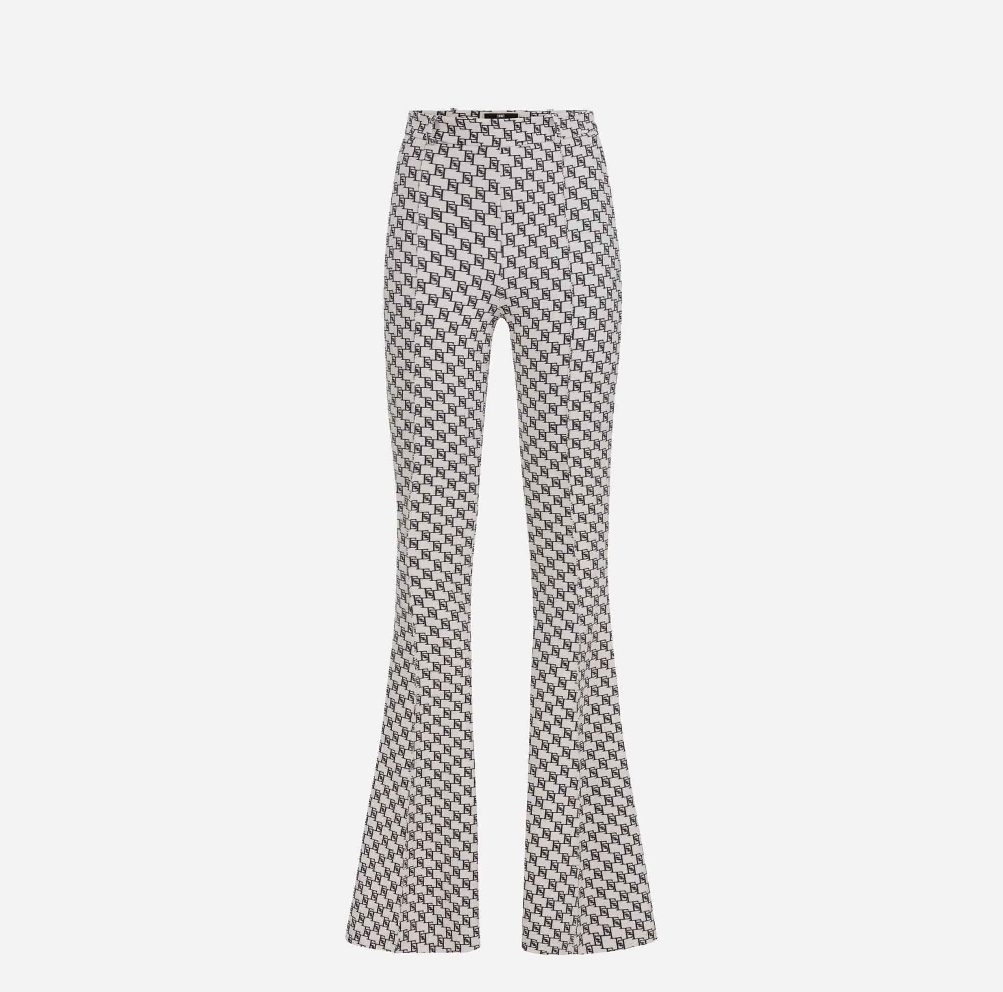 Elisabetta Franchi Pantalone A Zampa In Crepe Stretch Stampa Logo^ Pantaloni E Shorts