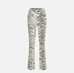 Elisabetta Franchi Pantalone Dritto In Cady Di Viscosa Stampa Animalier^ Pantaloni E Shorts