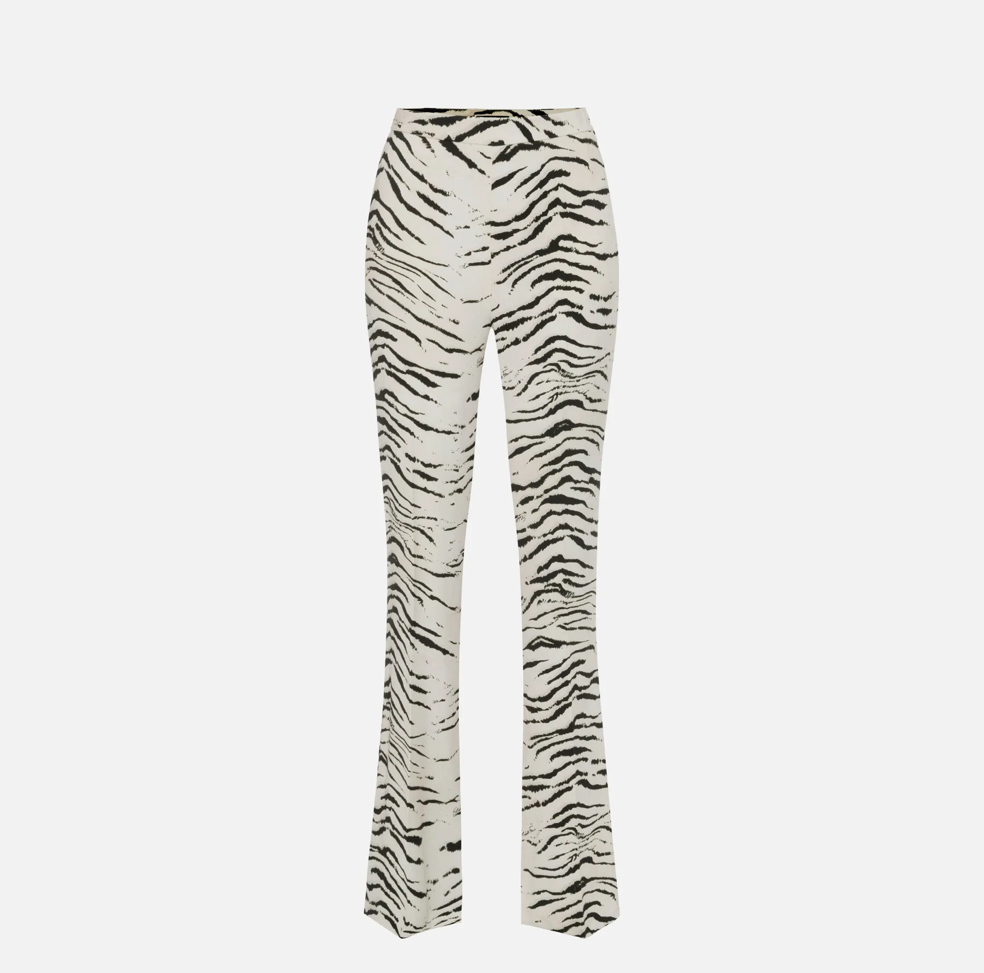 Elisabetta Franchi Pantalone Dritto In Cady Di Viscosa Stampa Animalier^ Pantaloni E Shorts