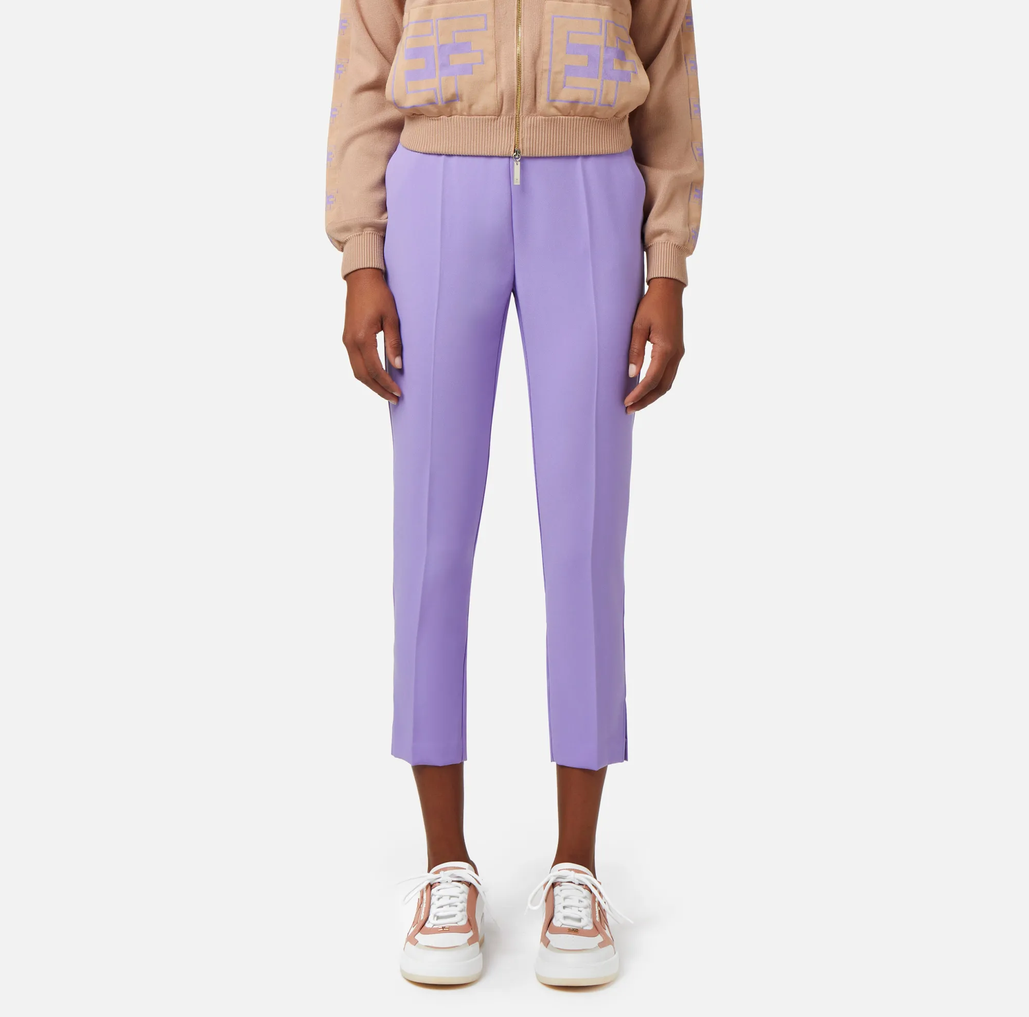Elisabetta Franchi Pantalone Dritto In Crepe Con Morsetto^ Pantaloni E Shorts