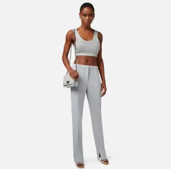 Elisabetta Franchi Pantalone Dritto In Crepe Leggero Con Spacchi^ Pantaloni E Shorts