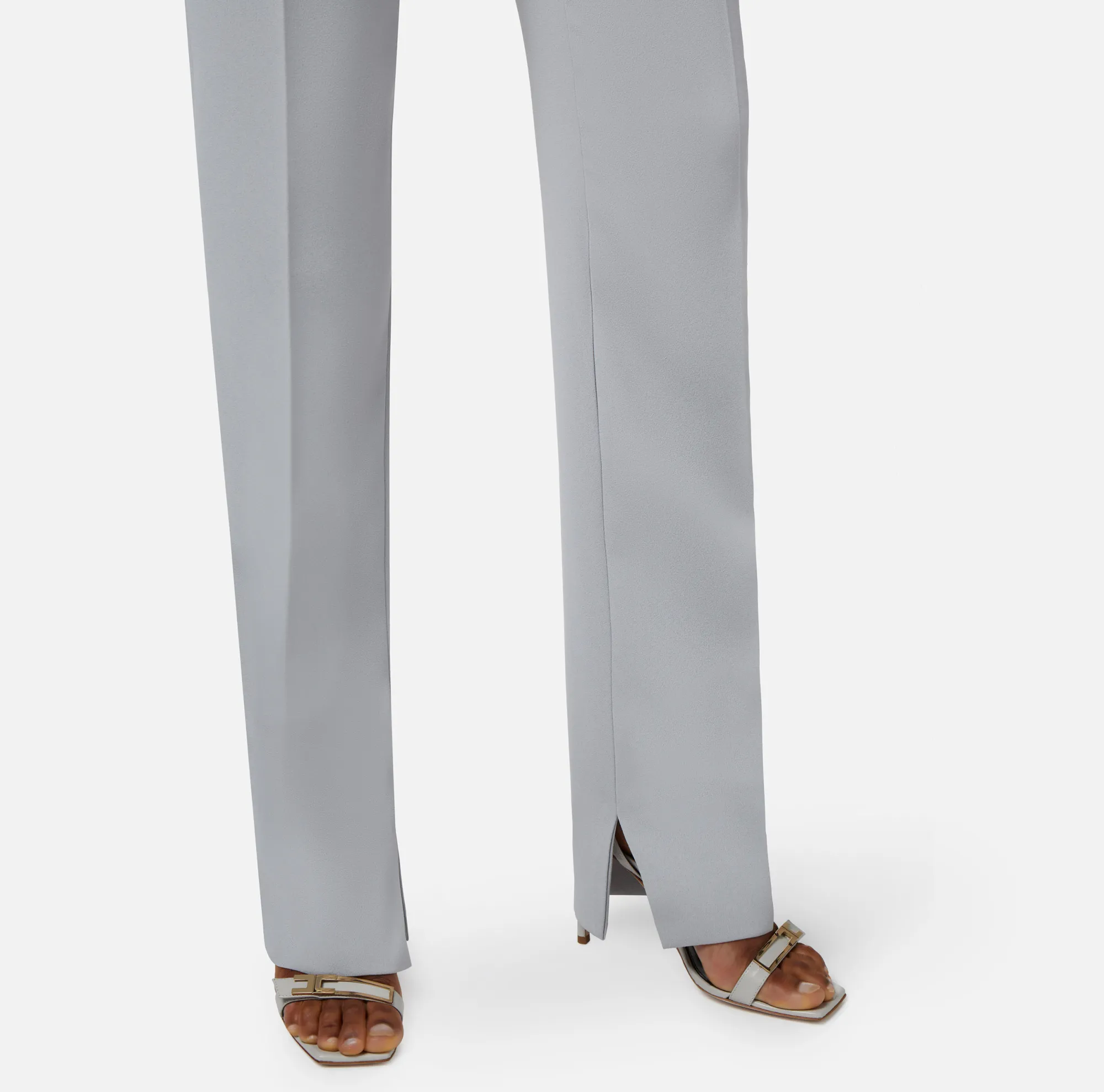 Elisabetta Franchi Pantalone Dritto In Crepe Leggero Con Spacchi^ Pantaloni E Shorts