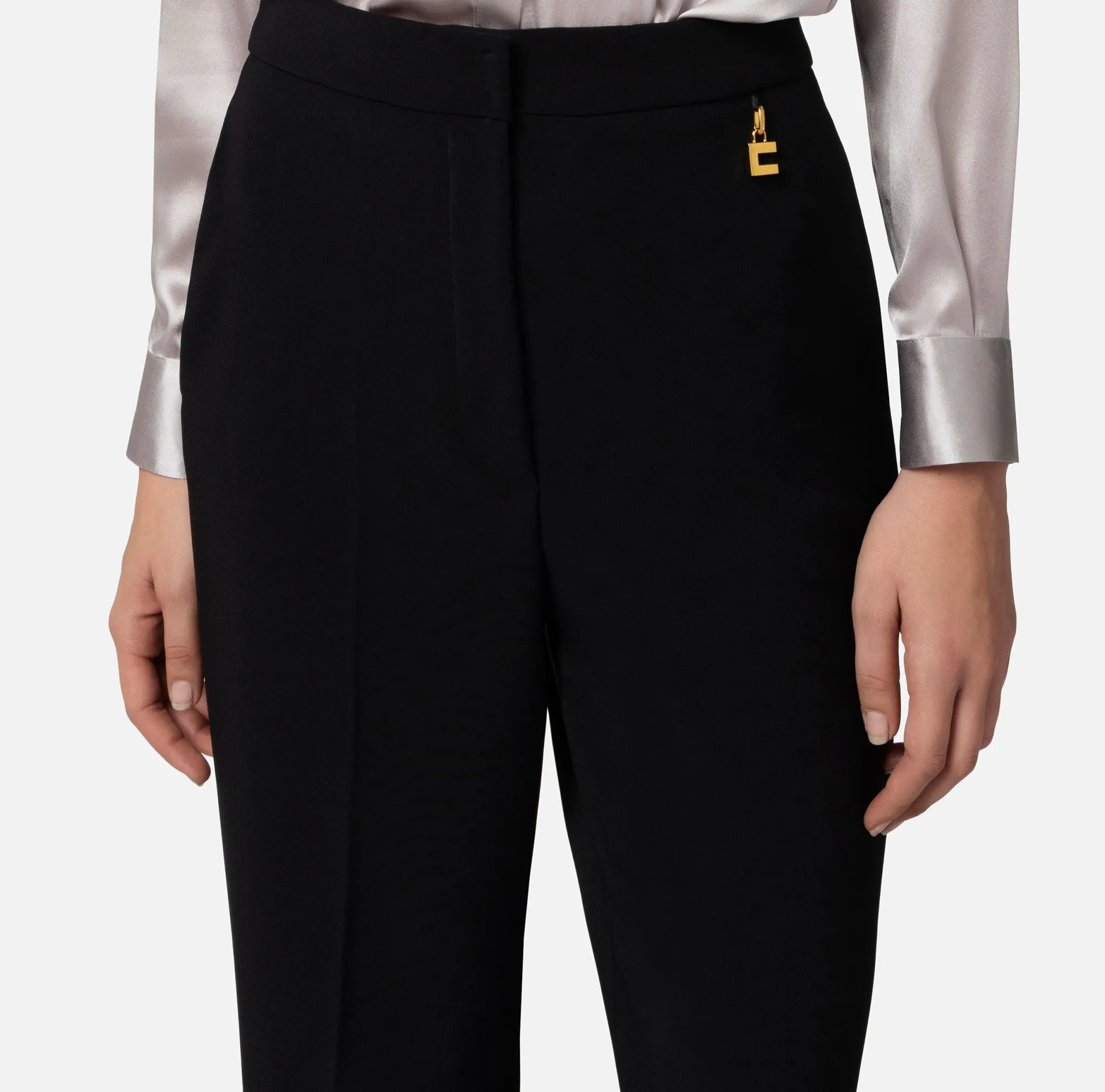 Elisabetta Franchi Pantalone Dritto In Crepe Leggero Con Charms^ Pantaloni E Shorts