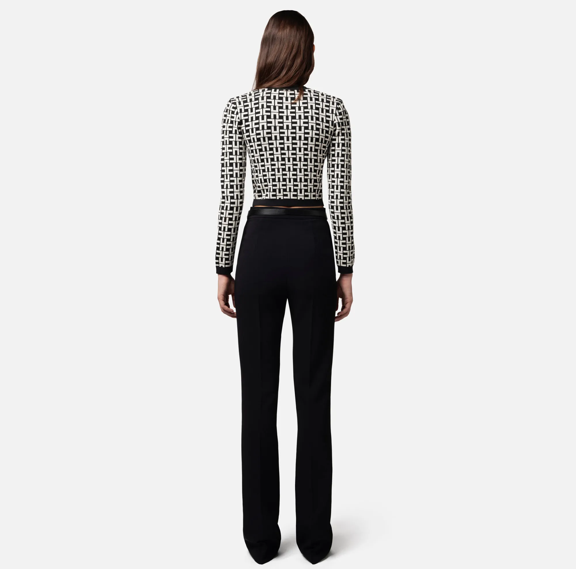 Elisabetta Franchi Pantalone Dritto In Crepe Stretch Con Cintura^ Pantaloni E Shorts