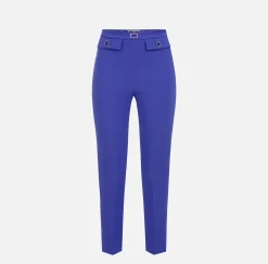 Elisabetta Franchi Pantalone Dritto In Crepe Stretch Con Patte^ Pantaloni E Shorts
