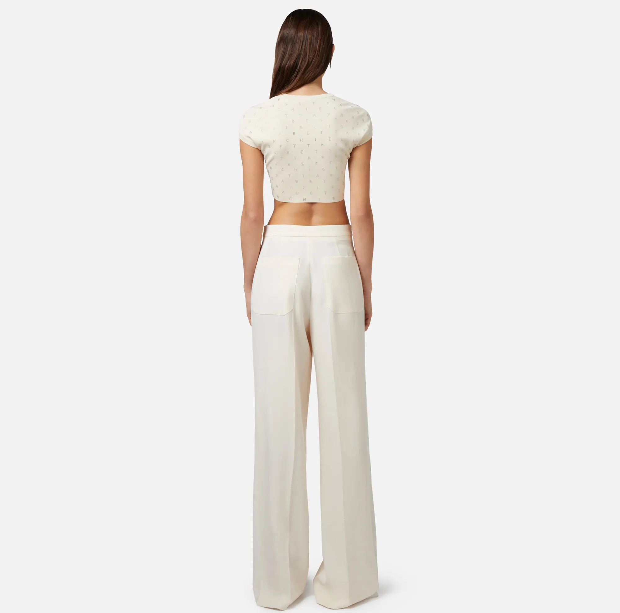 Elisabetta Franchi Pantalone Dritto In Fresco Di Lana Con Inserto Laterale^ Pantaloni E Shorts
