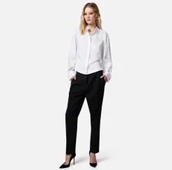 Elisabetta Franchi Pantalone Dritto In Fresco Lana Con Pinces^ Pantaloni E Shorts