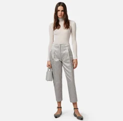 Elisabetta Franchi Pantalone Dritto In Raso Jacquard Con Pinces^ Pantaloni E Shorts