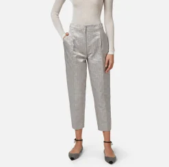 Elisabetta Franchi Pantalone Dritto In Raso Jacquard Con Pinces^ Pantaloni E Shorts